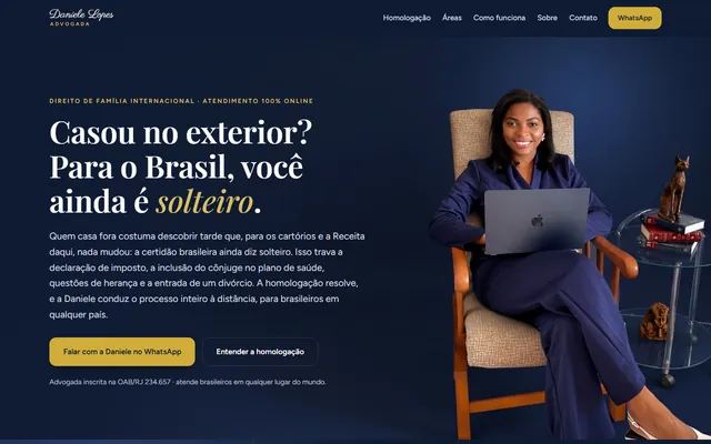 Captura do site: Daniele Lopes, advocacia