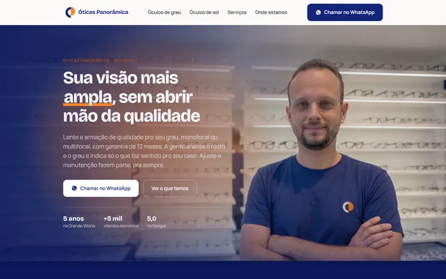 Captura do site: Óticas Panorâmica
